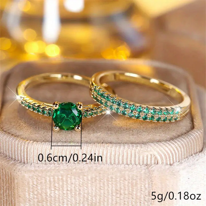 Serena Emerald Duo Ring Set