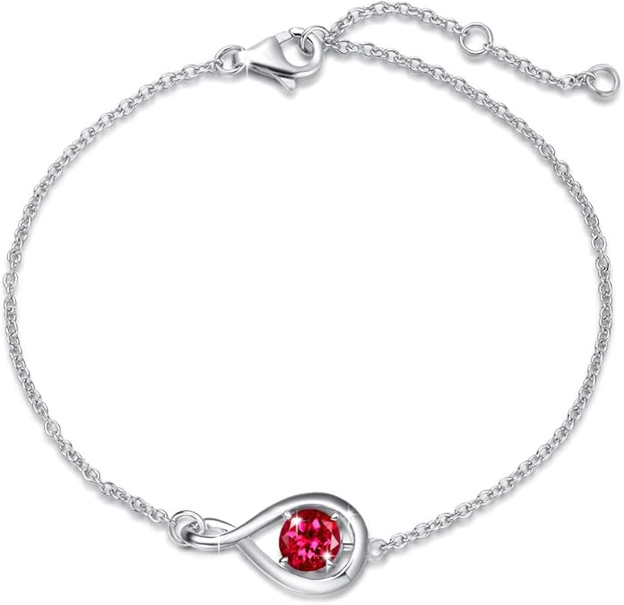 Rubin Unendlichkeit Armband | Weissgold