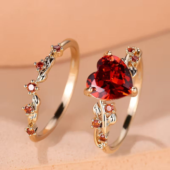 Redvine Herz Akzent Ring Set | Gold