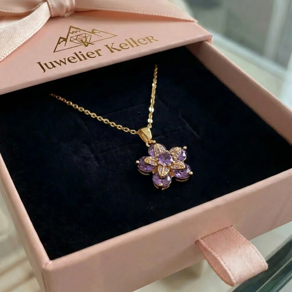 Amelyth Violette Blumen Halskette | Gold