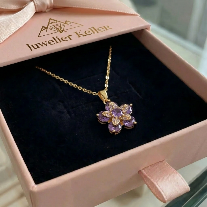 Amelyth Violette Blumen Halskette | Gold