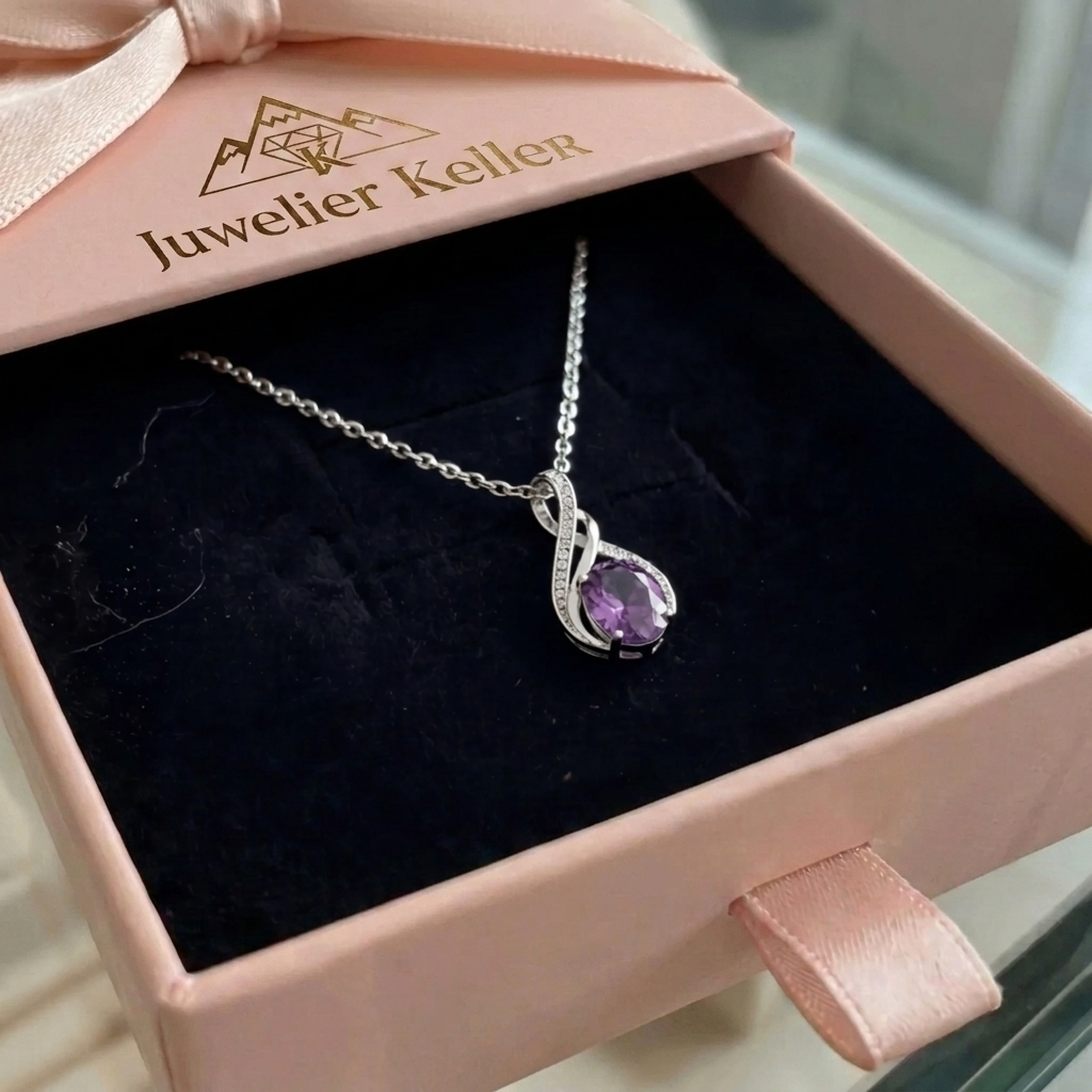 Amethyst Infinity Pavé-Halskette | Weissgold