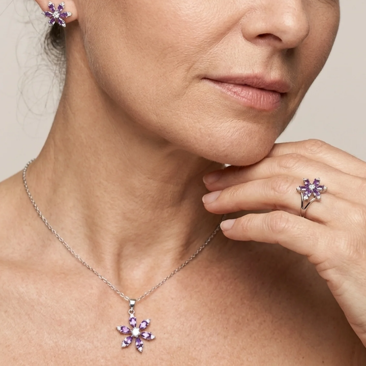 Amethyst Schmuckset | Weissgold