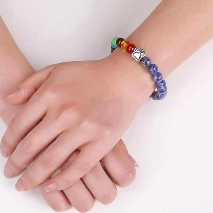 Armband Denkmal Himmlische Brücke – Geschenk mit 7 Chakra-Perlen für den Verlust eines Haustiers