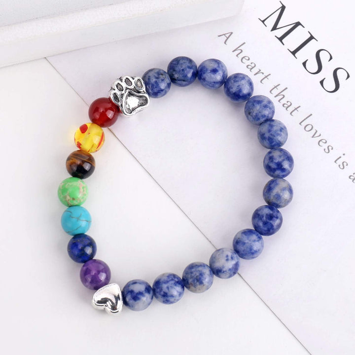 Armband Denkmal Himmlische Brücke – Geschenk mit 7 Chakra-Perlen für den Verlust eines Haustiers