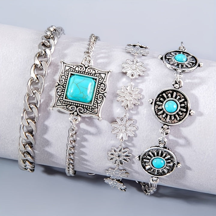 Armband-Set aus Regenbogenstein | Weissgold