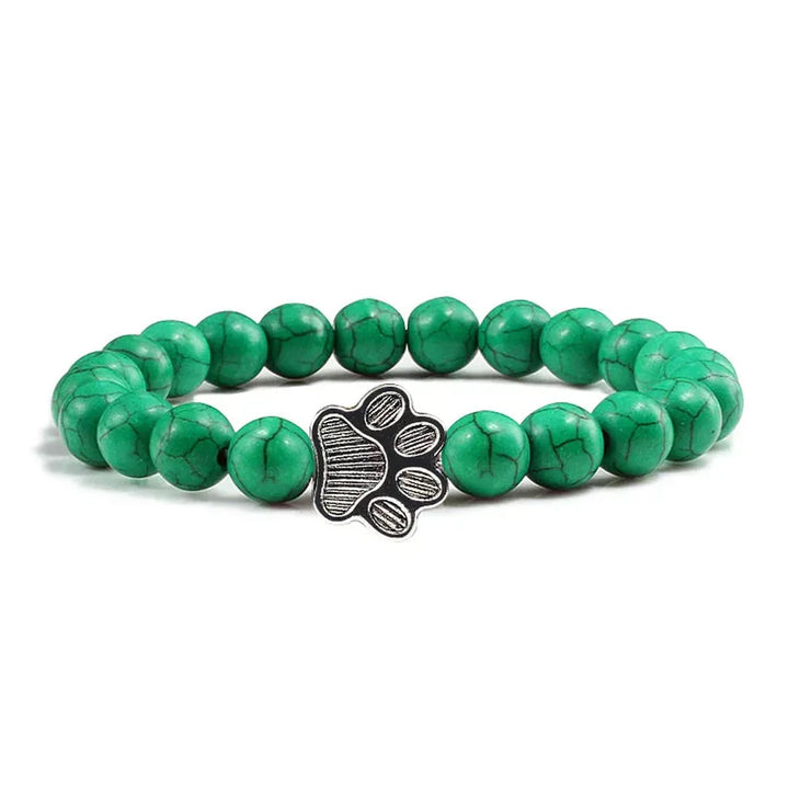 Armband mit pfotenförmigen Perlen aus Naturstein