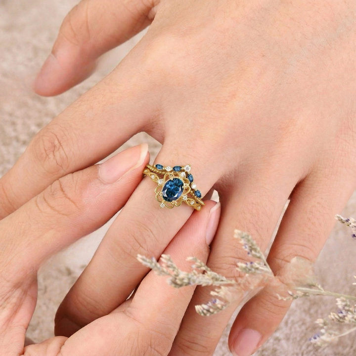 Azelia Saphir Kronenring Set | Gold