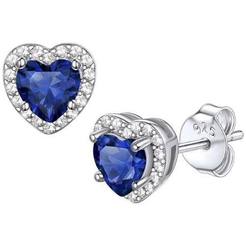 Saphir Herz Stecker Ohrringe | Weissgold