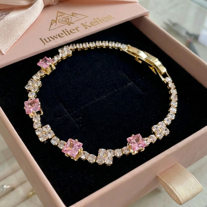 Blush-Quadrate-Tennisarmband