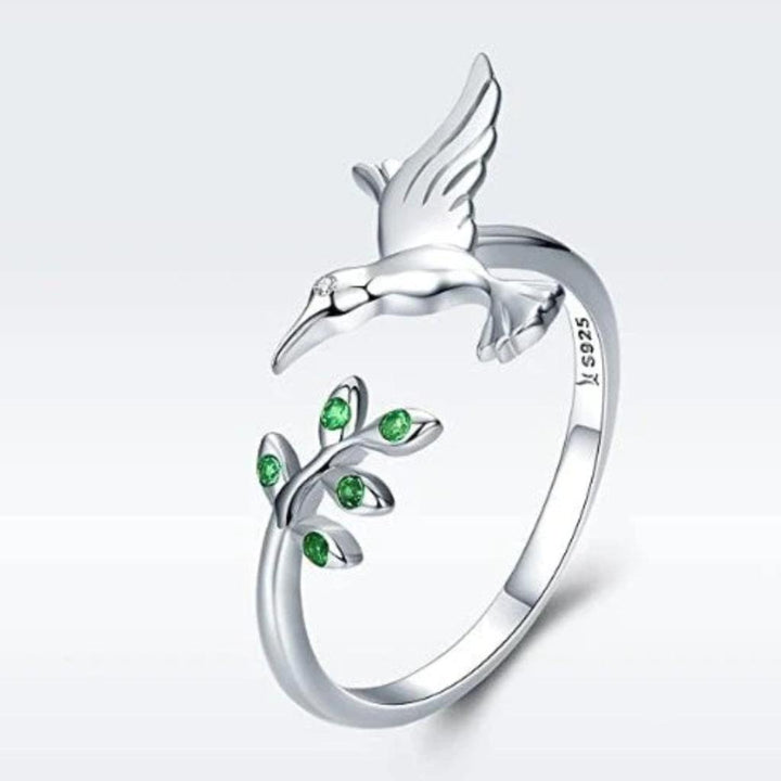 Chamäleon-Ring mit grünen Brillanten aus Weissgold