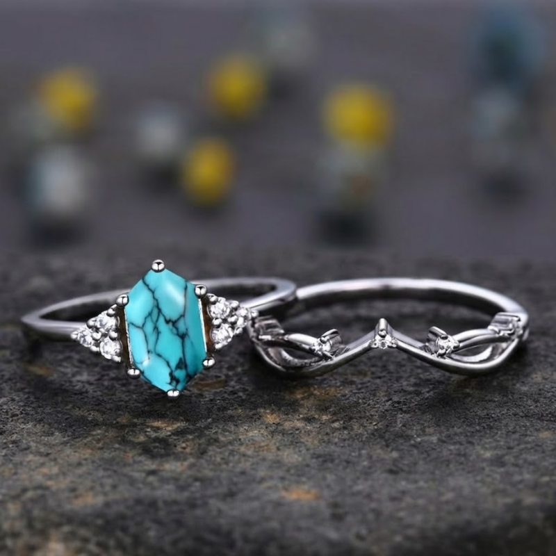 Elarin Meereswappen Ringset | Weissgold