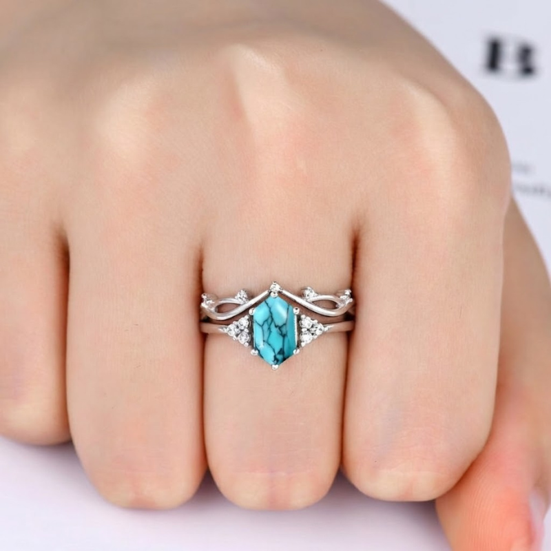 Elarin Meereswappen Ringset | Weissgold