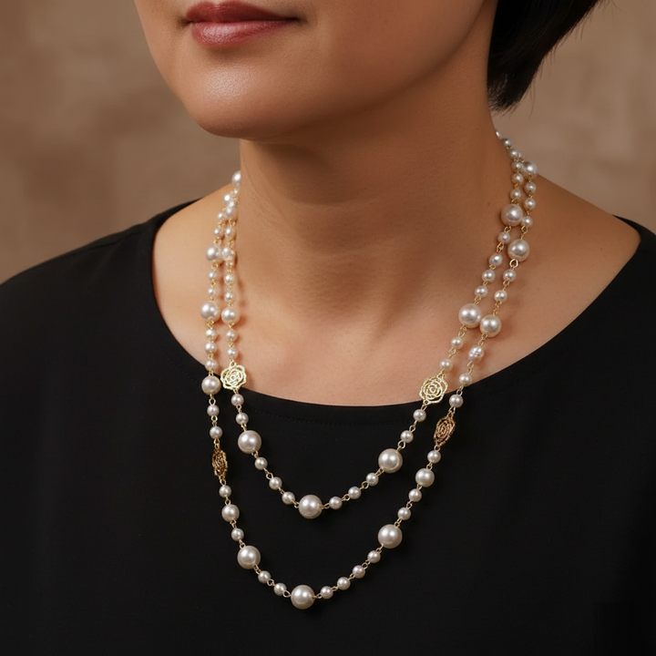 Elegante goldene Halskette mit kleiner Perle