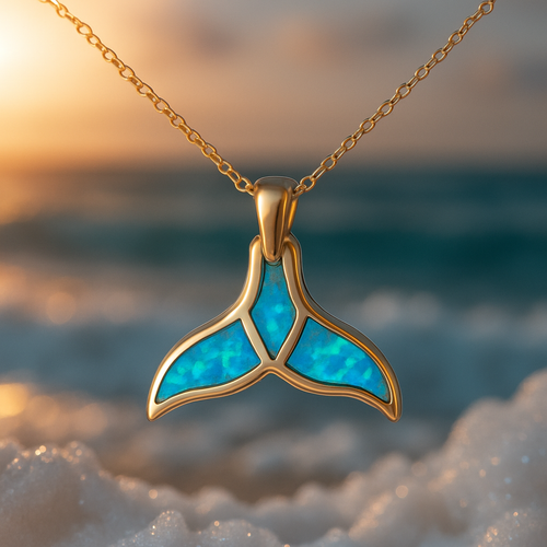Goldring mit Delfinschwanz und Blauem Opal