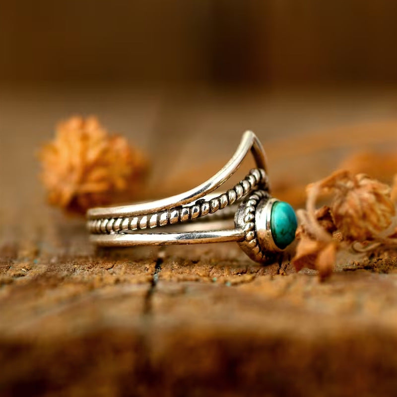 Goldring mit Türkisperlen