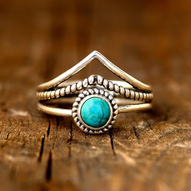 Goldring mit Türkisperlen