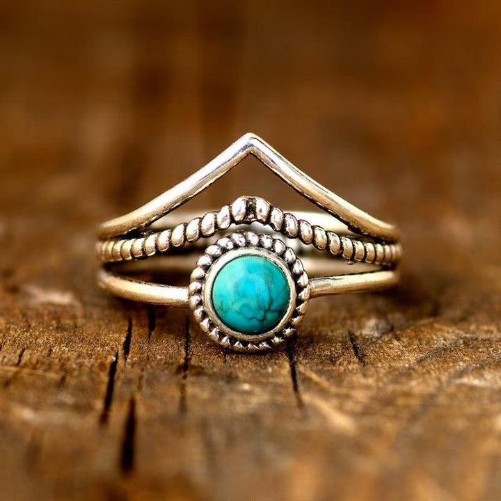 Goldring mit Türkisperlen