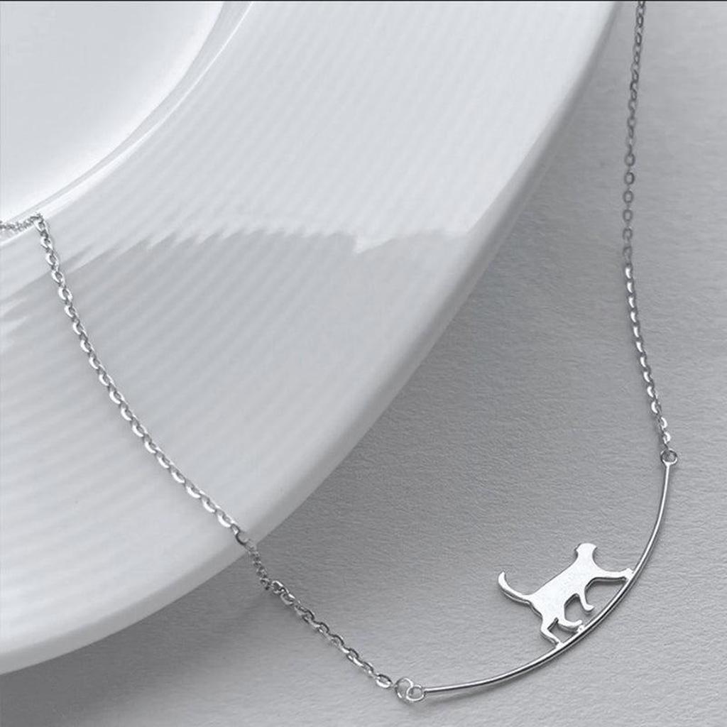 Halskette mit Kletterkatze in Weissgold
