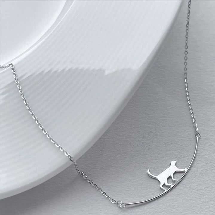 Halskette mit Kletterkatze in Weissgold