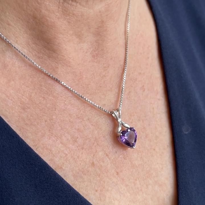 Herz der Violett Halskette | Weissgold