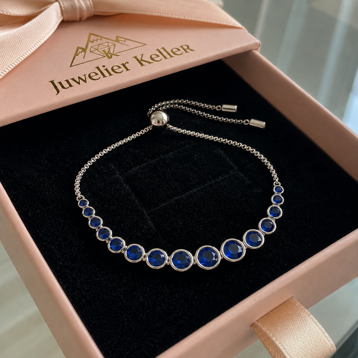 Rundschliff Saphir Tennisarmband | Weissgold