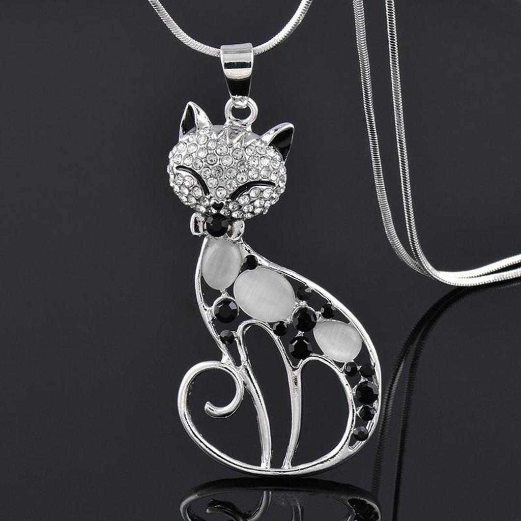 Katzen-Halskette „Liebe“ aus Weissgold mit Brillanten