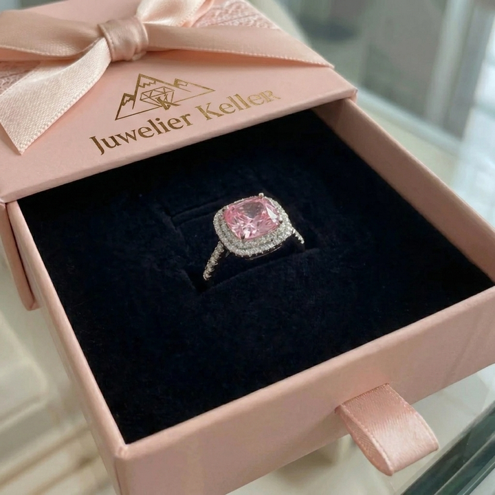 Kissen-Ring mit rosa Saphir