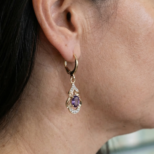 Mondlicht Amethyst Tropfenohrringe | Roségold