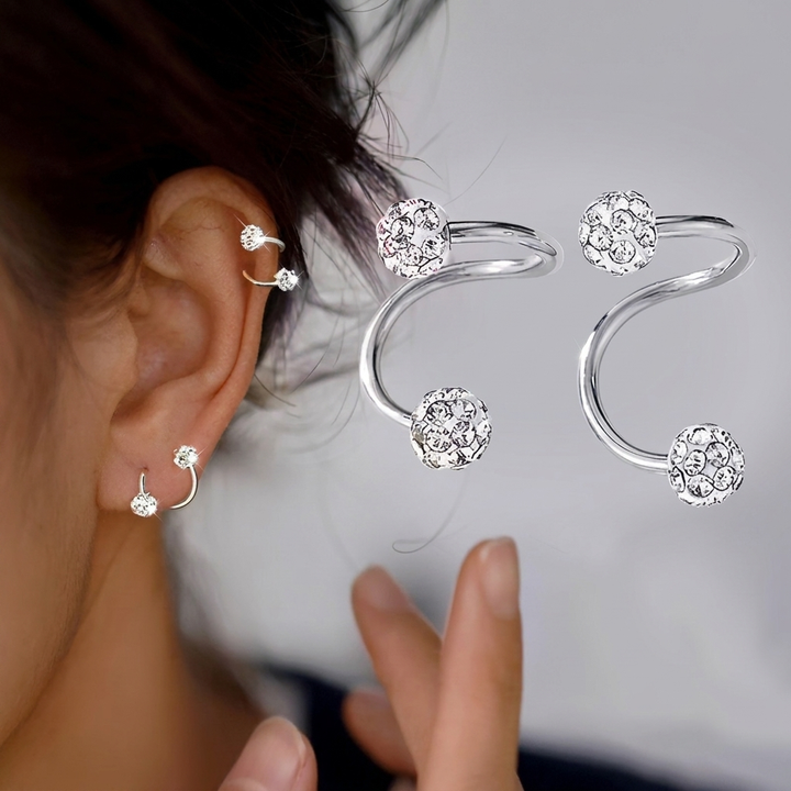 Ohrstecker-Set mit Spiralkugeln und Brillanten