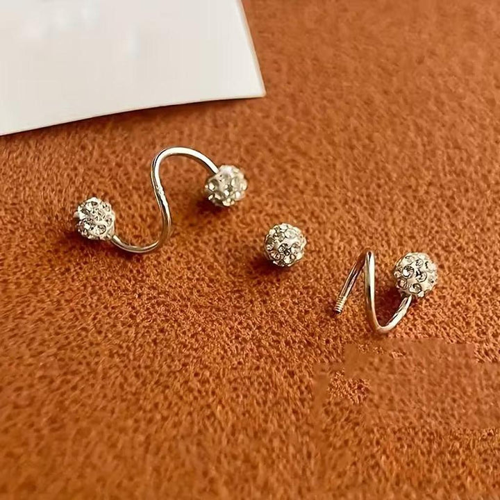 Ohrstecker-Set mit Spiralkugeln und Brillanten