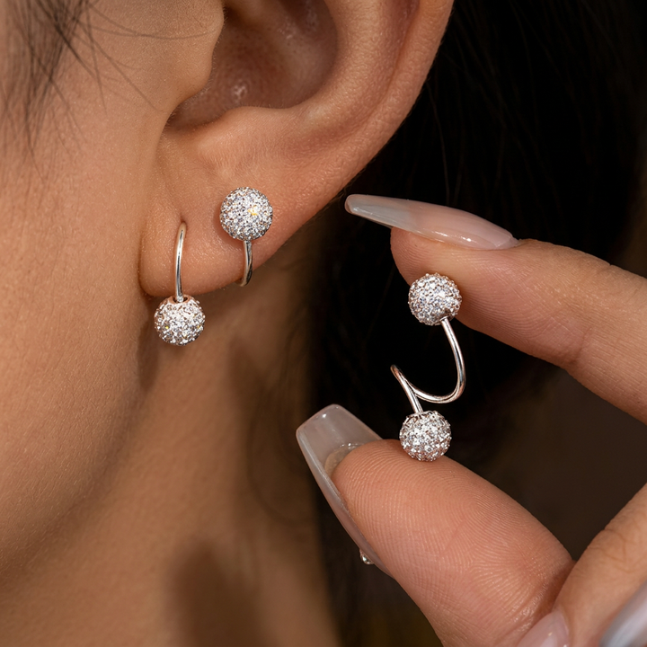 Ohrstecker-Set mit Spiralkugeln und Brillanten