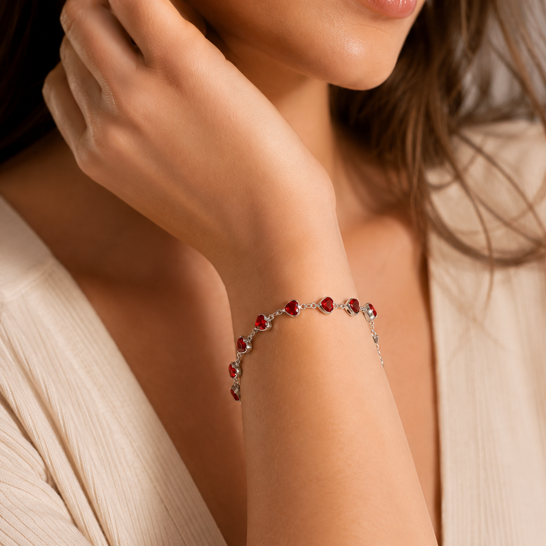 Ophelyra Garnetelle-Armband | Weissgold