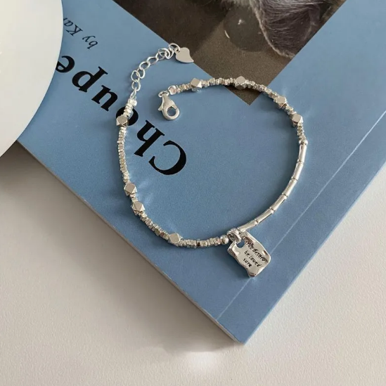 Quadratische Armband Liebe Silber