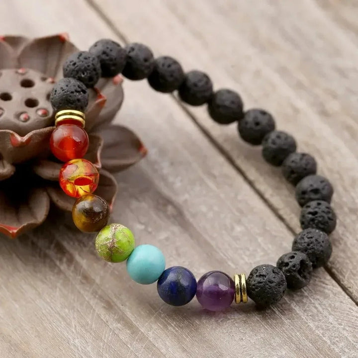 Retro Chakra-Armband aus Lava