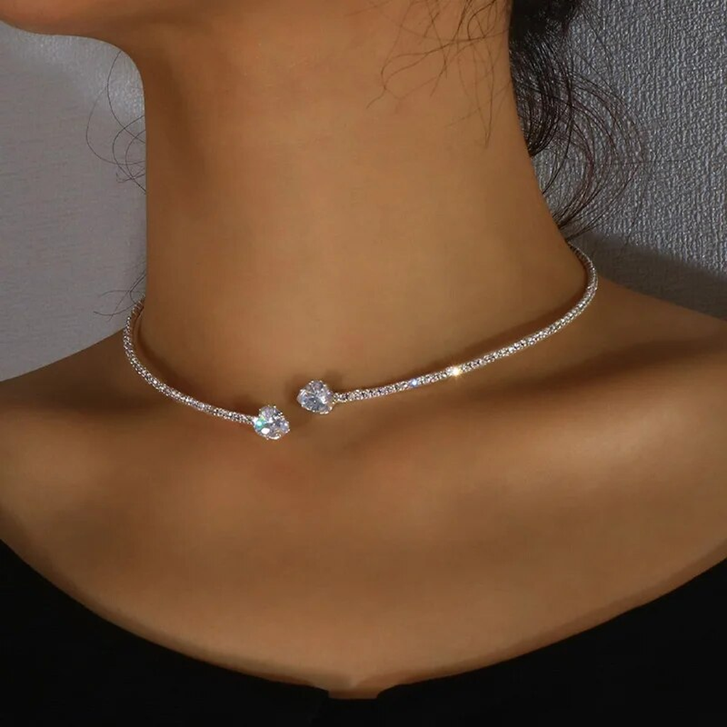 Retro-Kette mit doppelter Brillantreihe