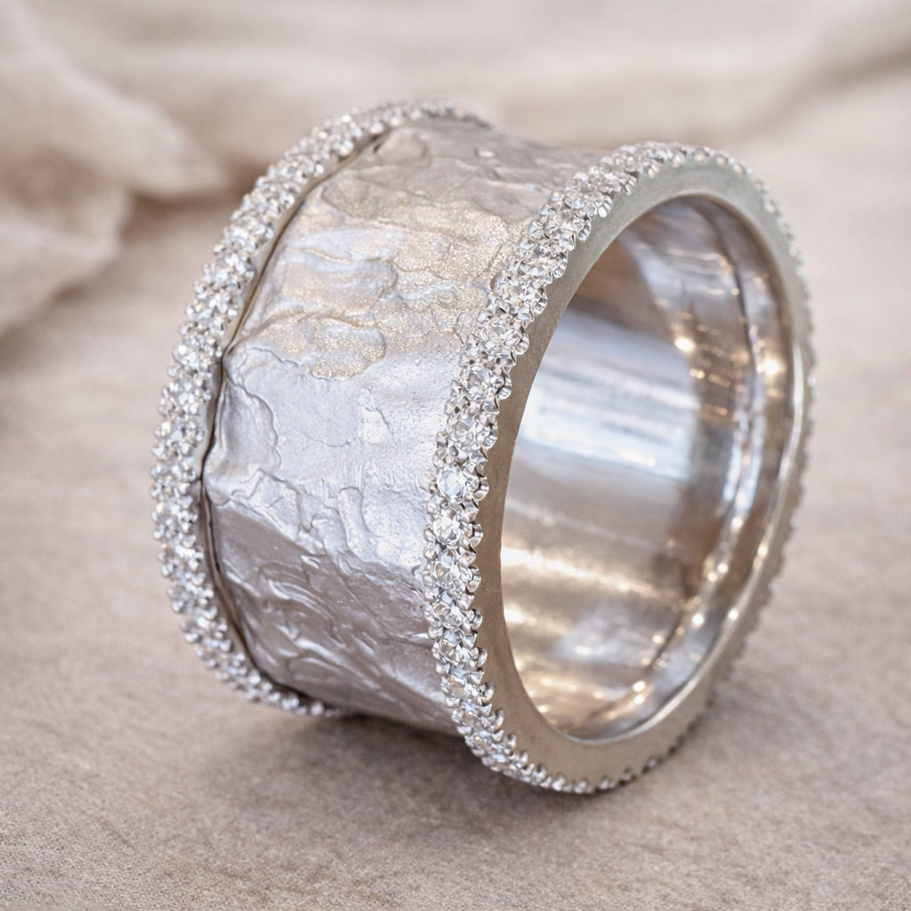 Retro-Ring mit Brillanten in Weissgold