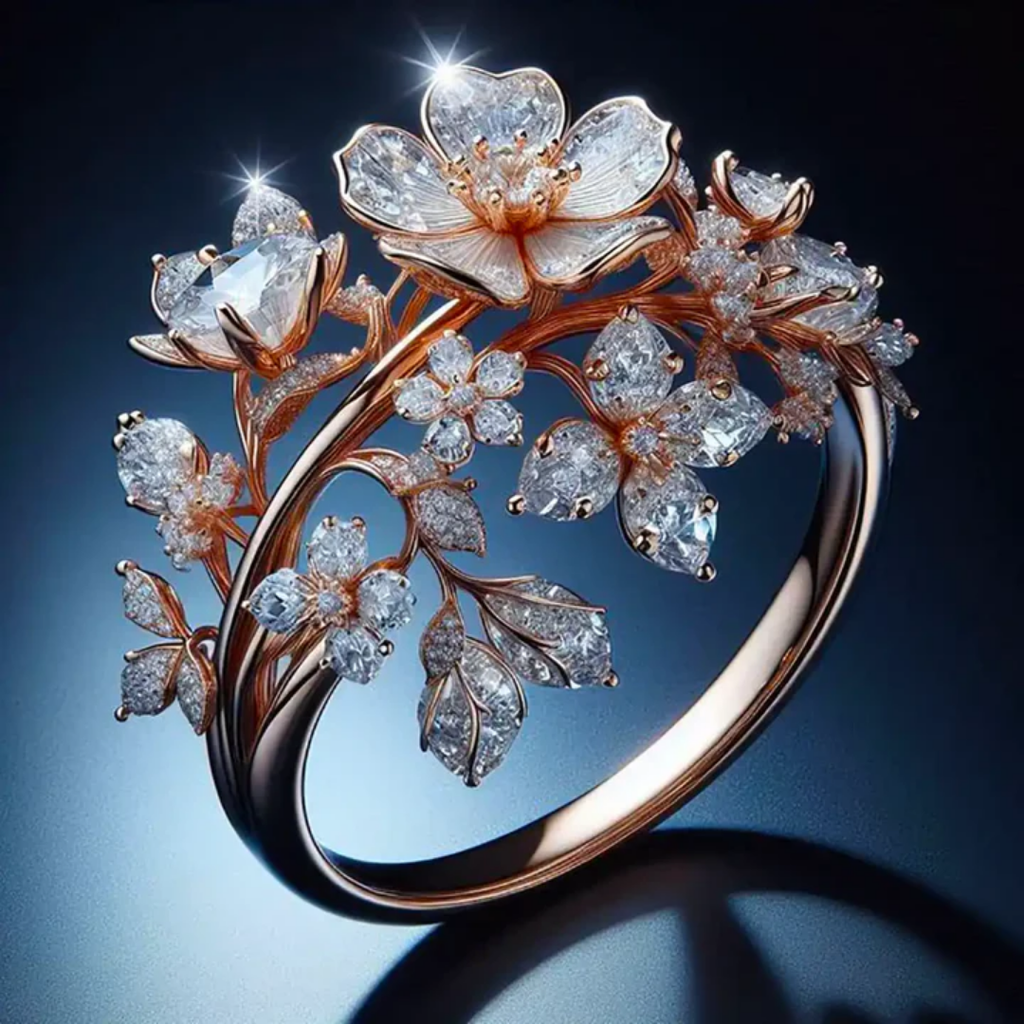 Ring hellblaue Kristallblume