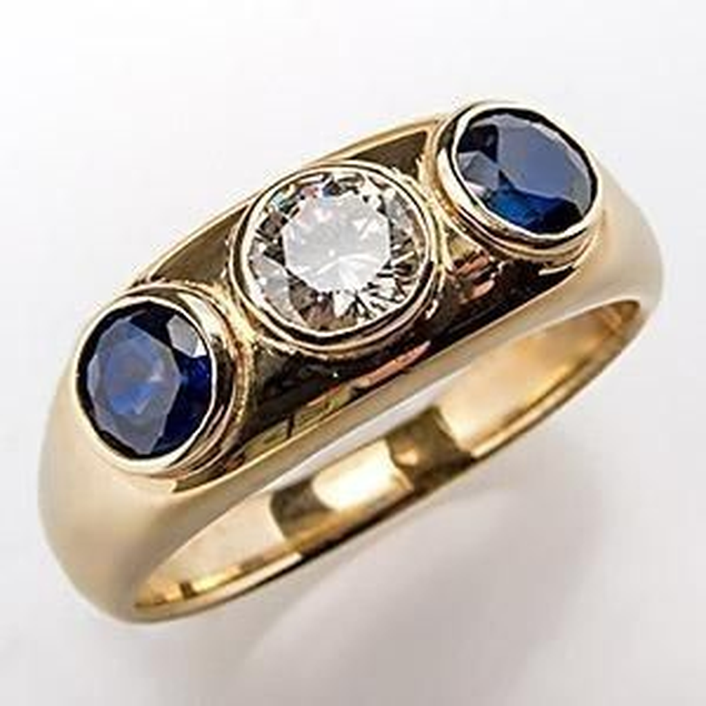 Ring mit Brillanten und blauem Kristall