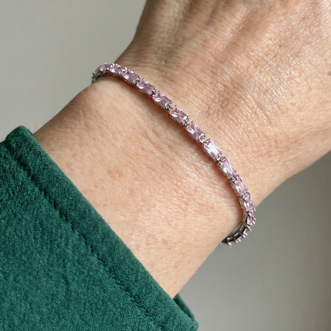 Rosa-Saphir-Prisma-Tennisarmband