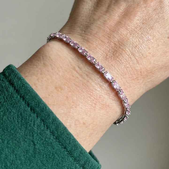 Rosa-Saphir-Prisma-Tennisarmband