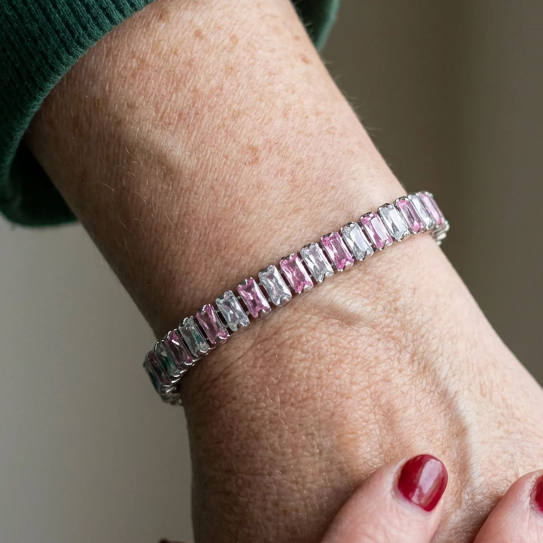 Rosastreifen-Tennisarmband