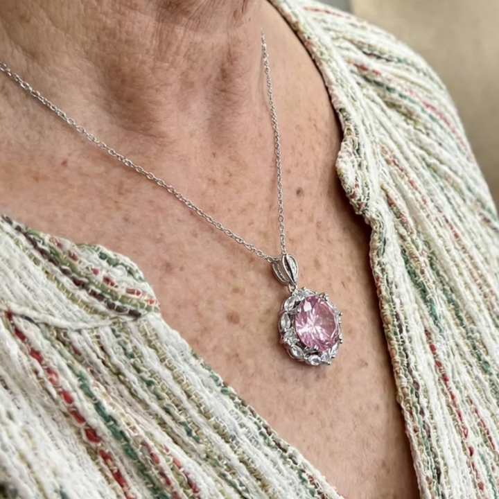 Rosen-Halo-Halskette in Rosa | Roségold