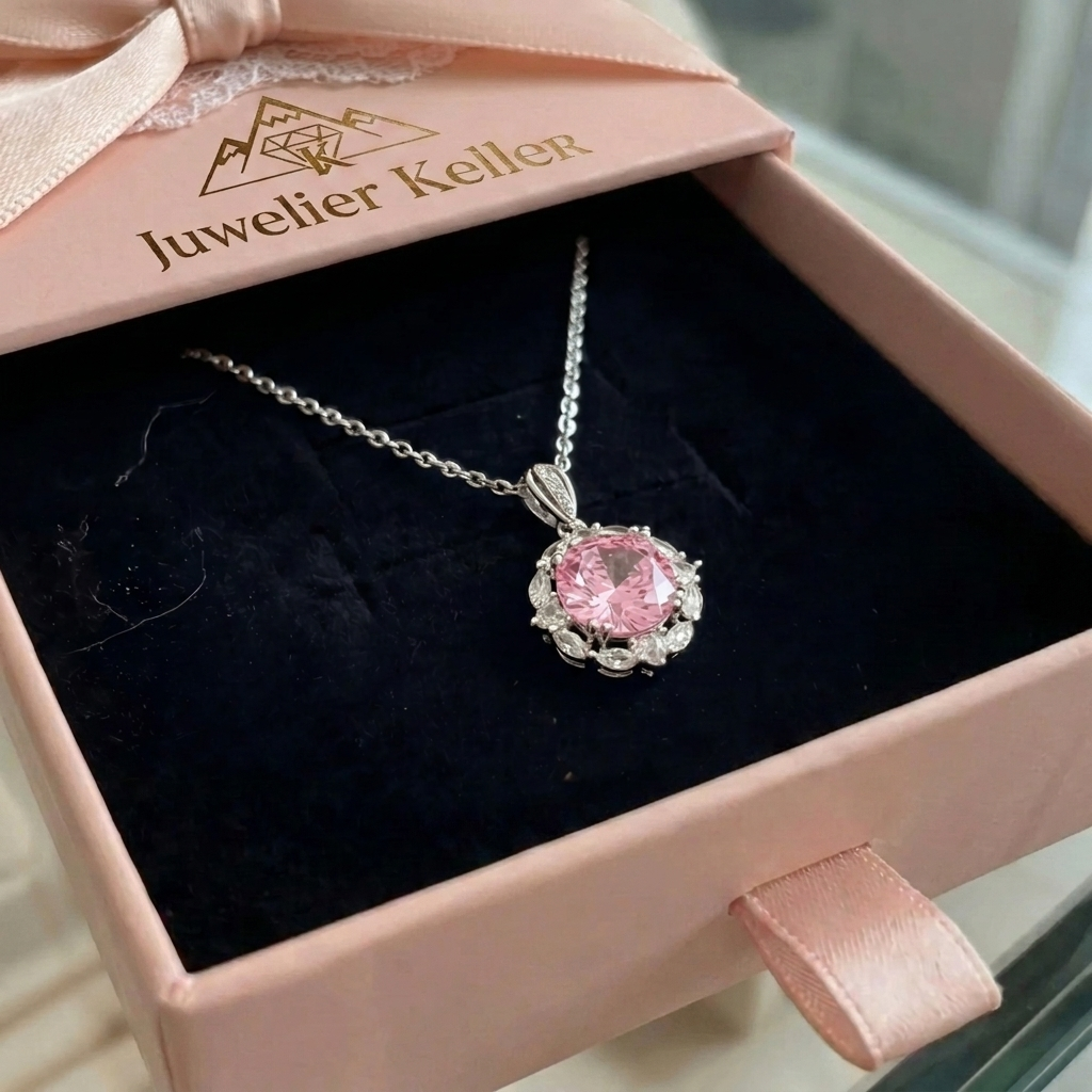 Rosen-Halo-Halskette in Rosa | Roségold