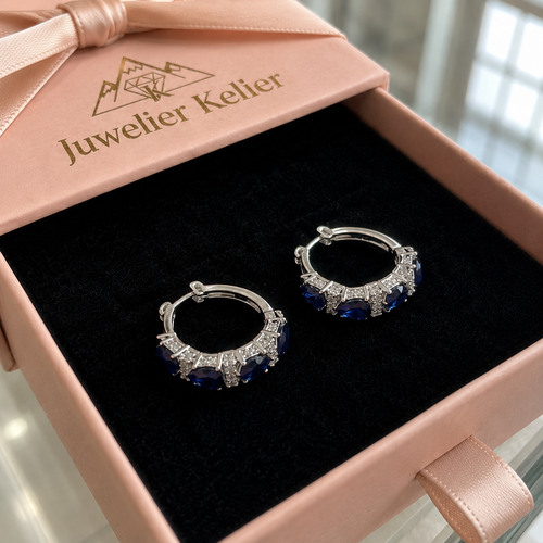 Royal Sapphire Crest Ohrringe | Weissgold
