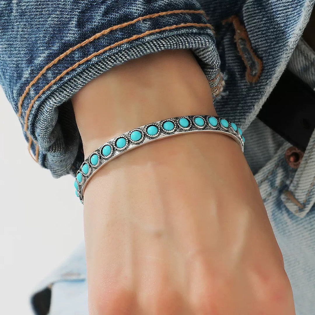 Talisse Türkis Offenes Armband | Weissgold