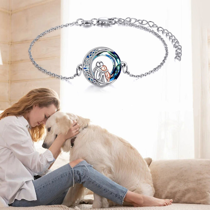 Verstellbares Armband mit Anhänger-Hund aus Silber