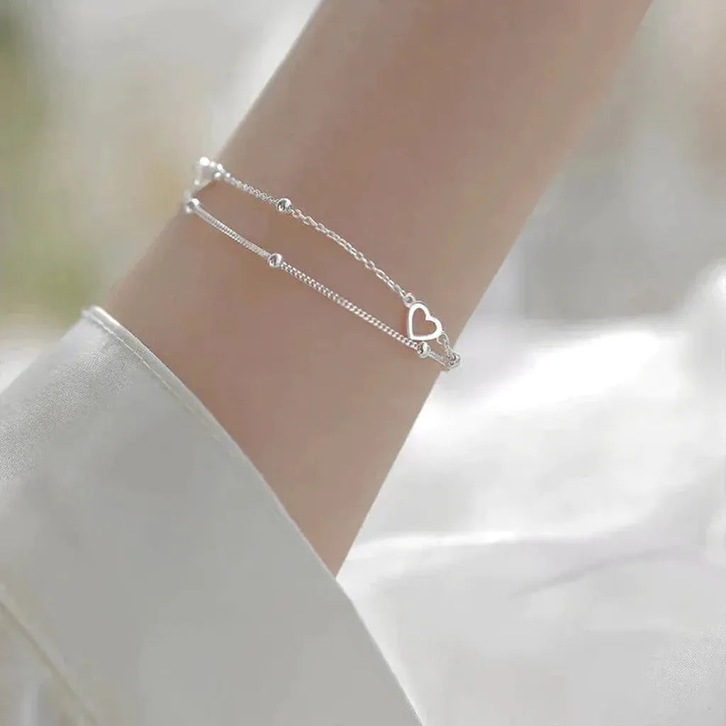 Verstellbares Armband mit Herz aus Weissgold
