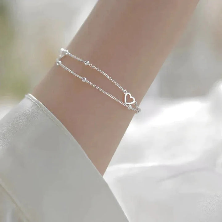 Verstellbares Armband mit Herz aus Weissgold