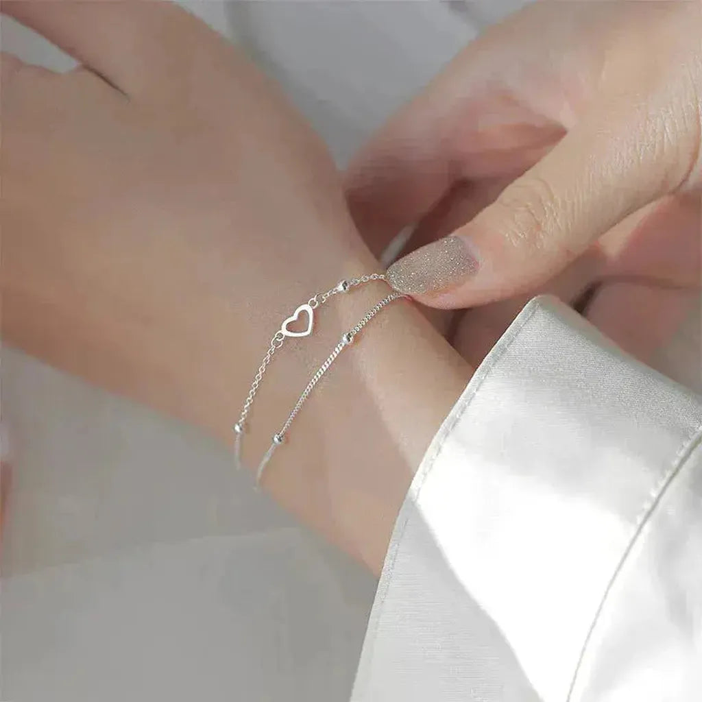 Verstellbares Weissgold-Armband mit Herz